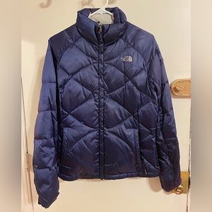 North Face Puffer Jacket Women’s Medium Blue Goose Down 550 Zip Up Coat Outdoors